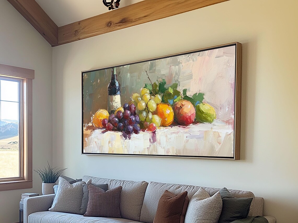 Still Life Of Grapes And Wine Art Print, Eclectic Kitchen - Image 5