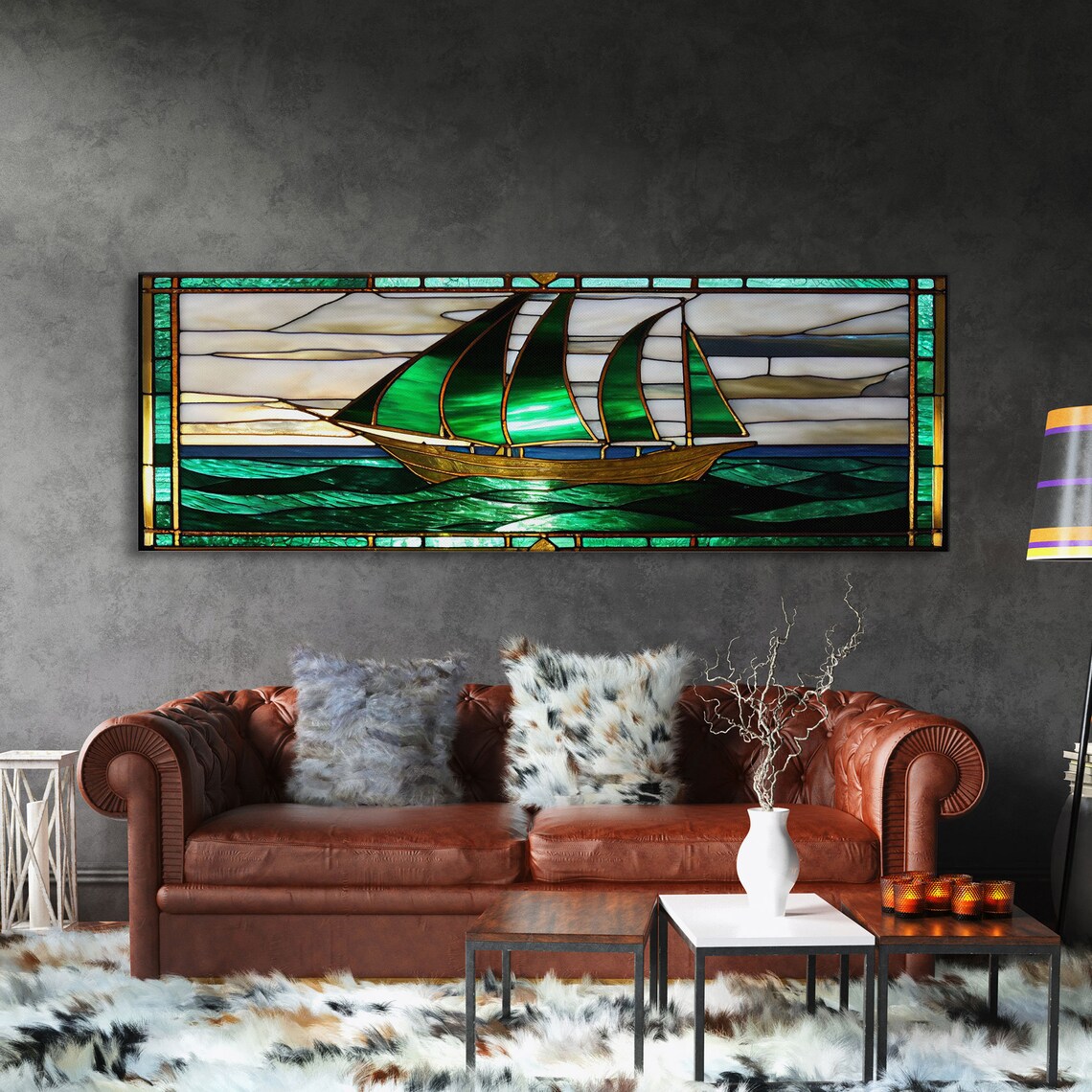 Art Deco Sailboat Stained Glass, Roaring 20s Poster - Image 3