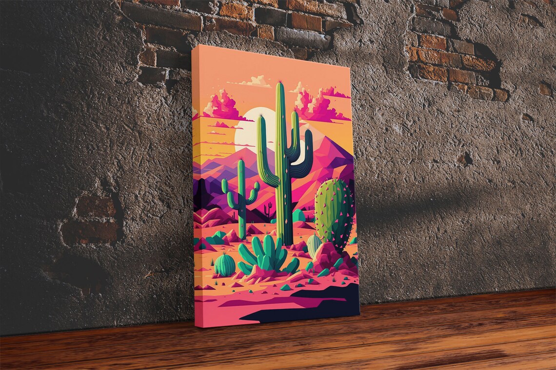 Pueblo Style Cactus Still Life, Arizona Desert Art Print - Image 3