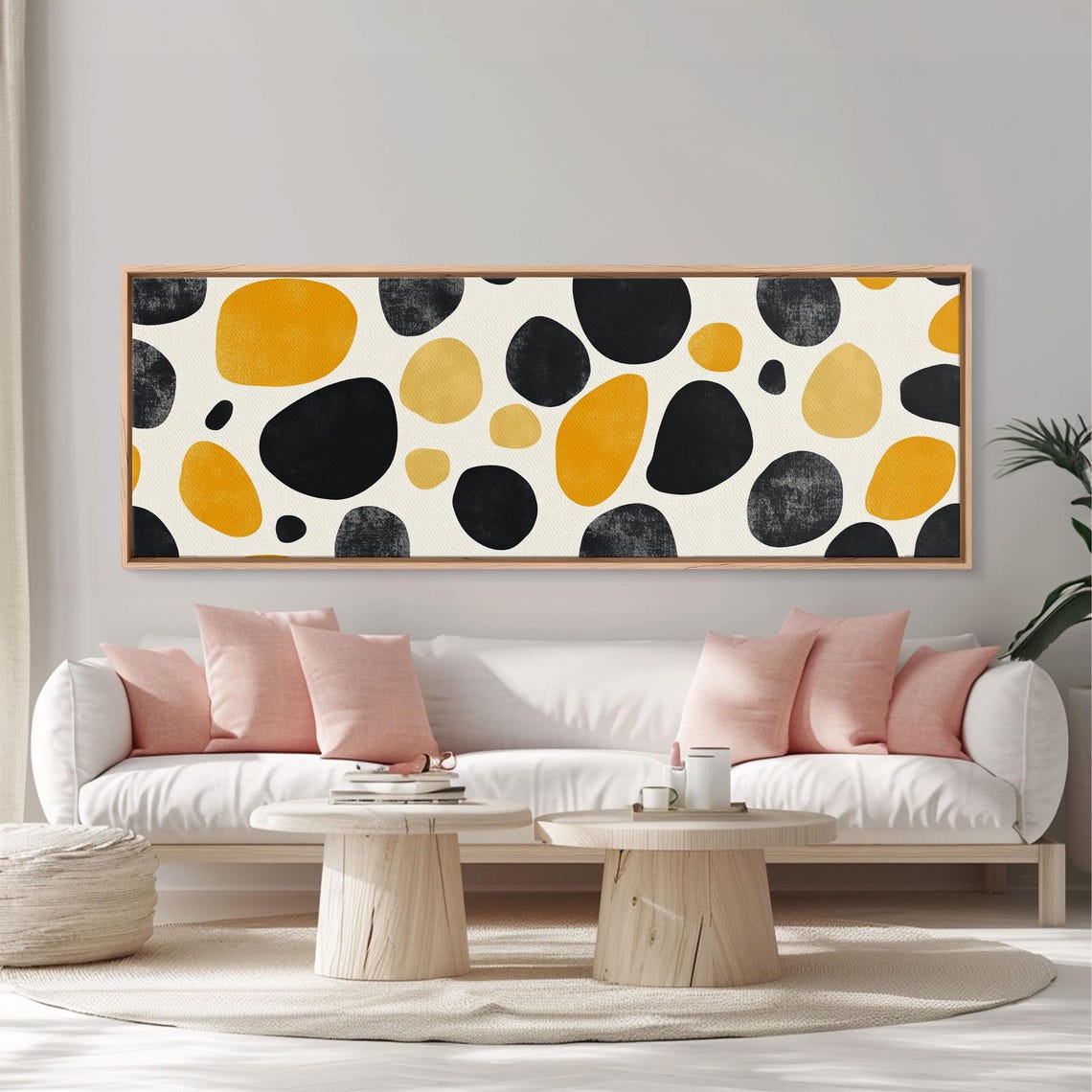 Black Mustard Yellow Organic Stones Mid Century Modern Abstract Poster - Image 6