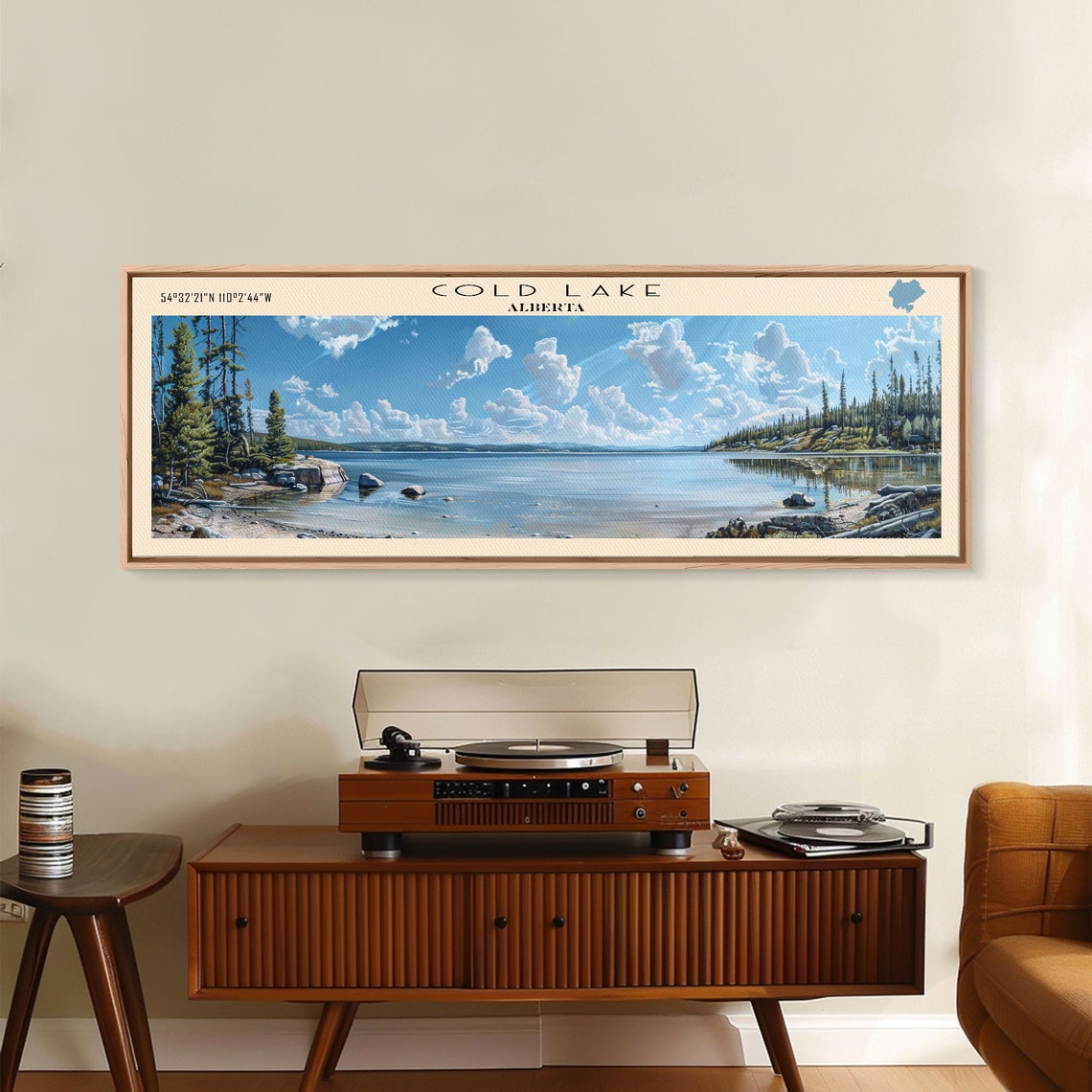 Cold Lake Alberta Blue Sky Clouds Rocky Pine Shores Travel Poster - Image 4