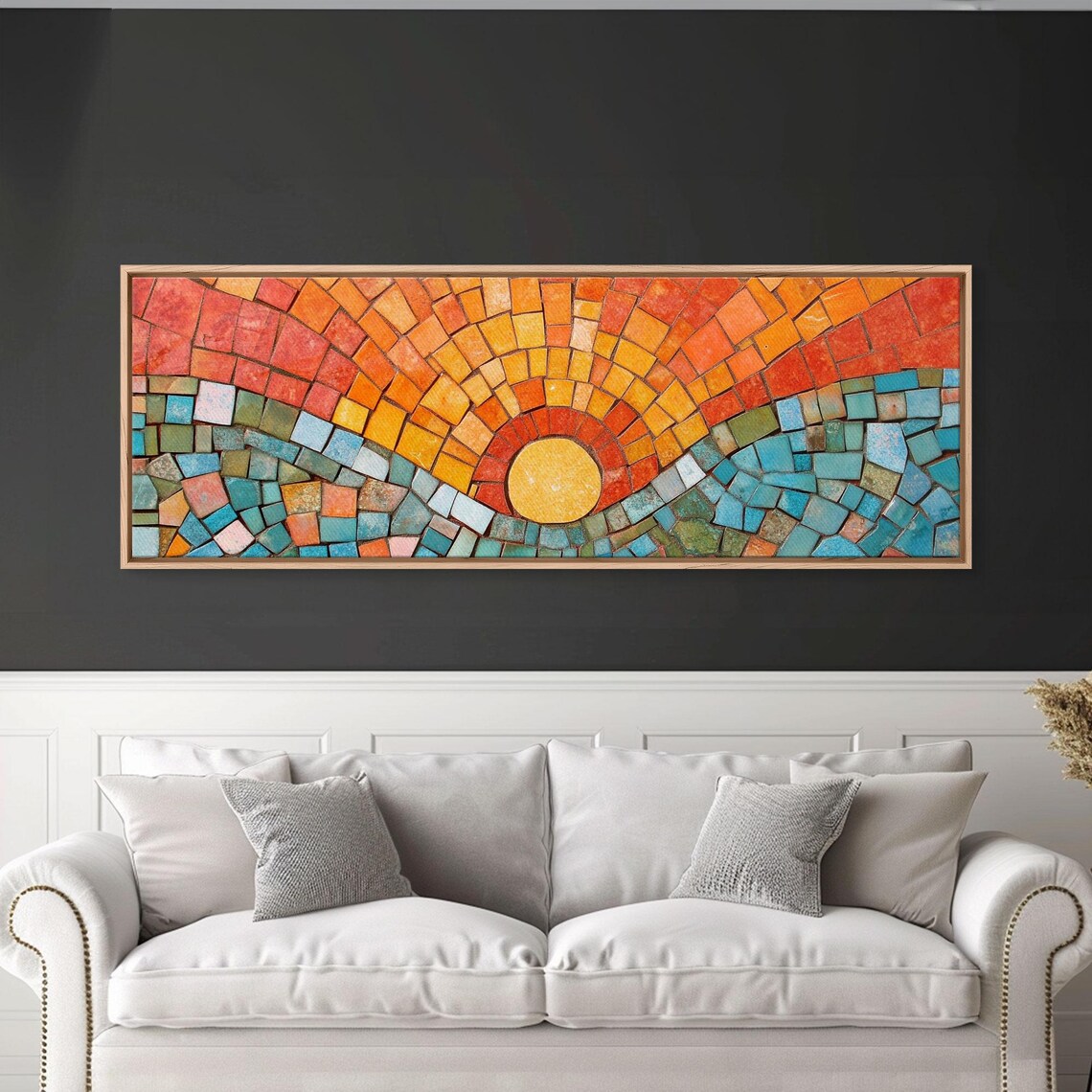 Sunset Mosaic Retro Vintage Style Horizontal Art Print - Image 6