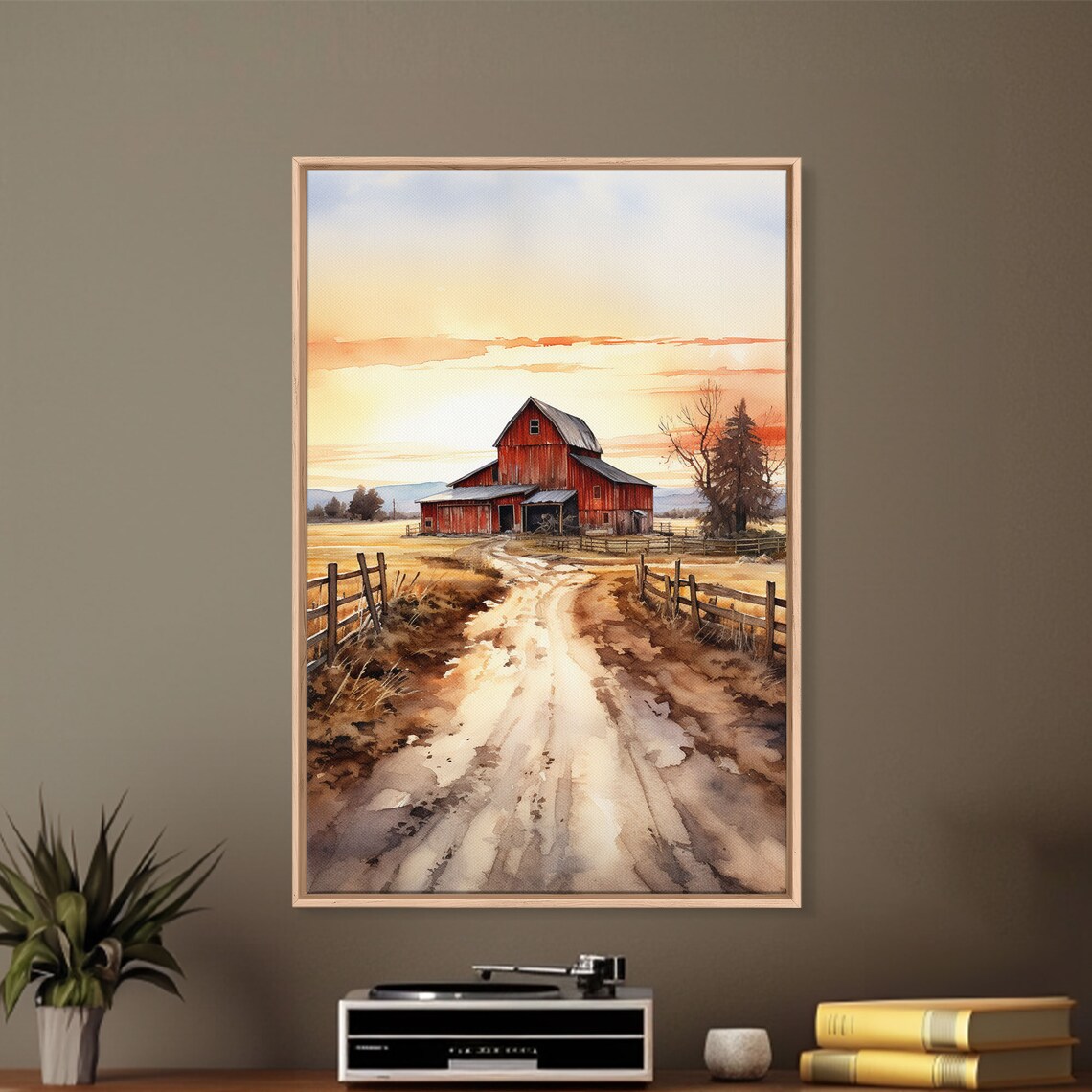 Sunset Over A Red Barn, Watercolor Country Print - Image 6