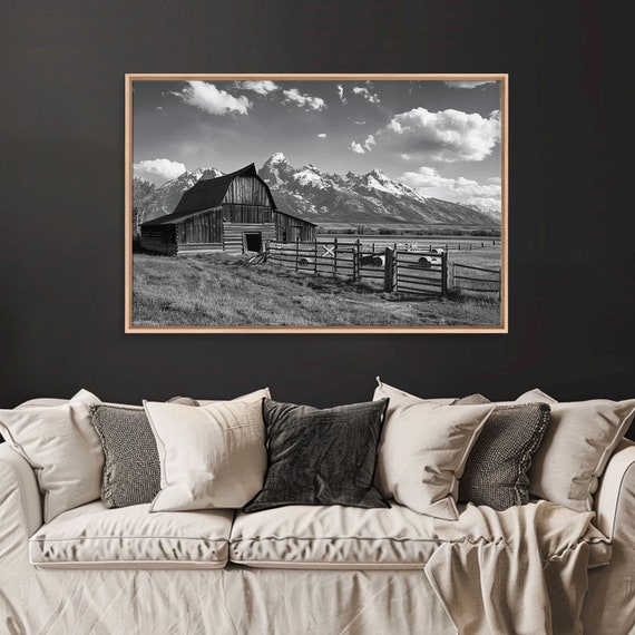 Black And White Photo Print Of An Old Barn In The Mountains Framed Print Or Metal Art Western Decor Colorado Mountains Wall Art