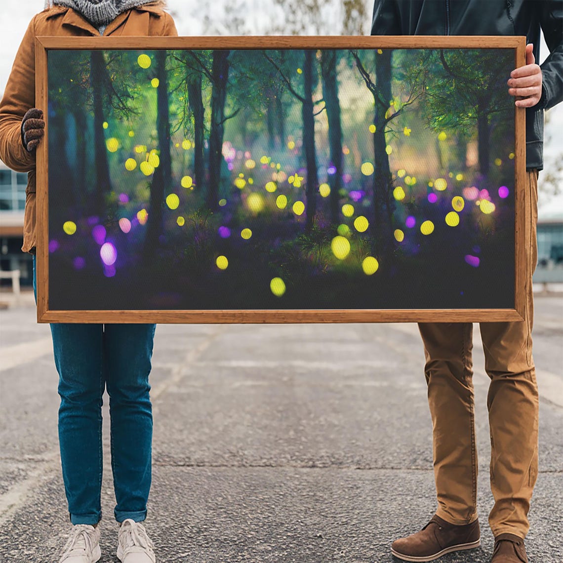 Magical Fireflies Glowing Night Forest Fairy Lights Art Poster - Image 3