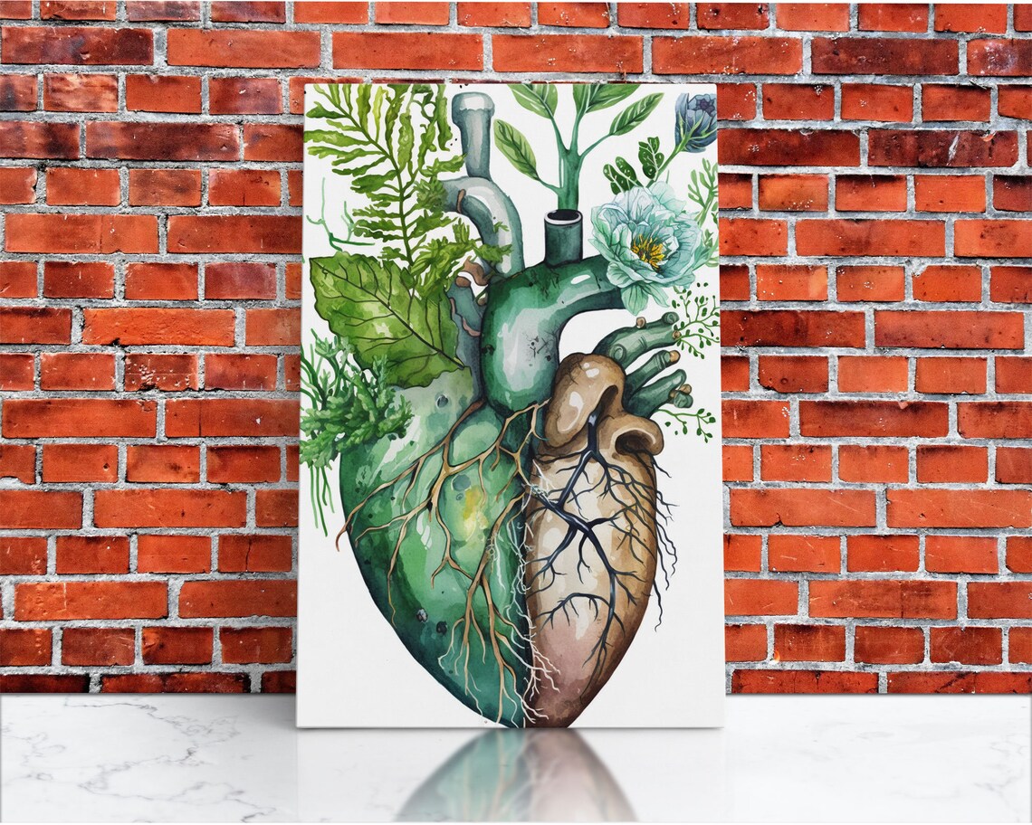Florapunk Heart Watercolor Art Print, Anatomical Heart - Image 3