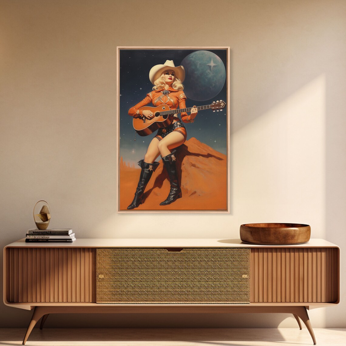 Space Cowgirl Vintage Western Oil Painting Art Print - Image 3