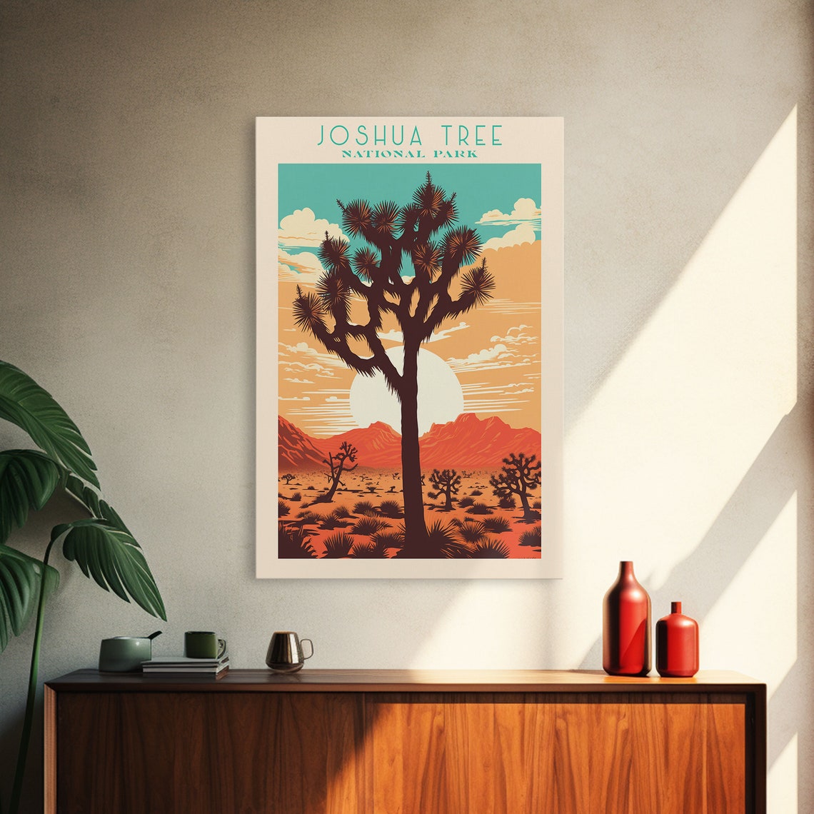 Joshua Tree National Park Desert Sunset Silhouette Retro Travel Poster - Image 4