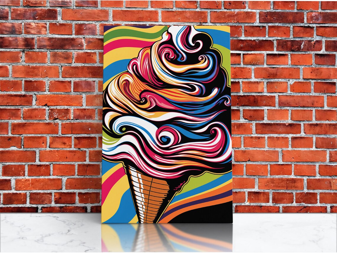 Pop Art Ice Cream Cone Art Print, Psychedelic Style - Image 3