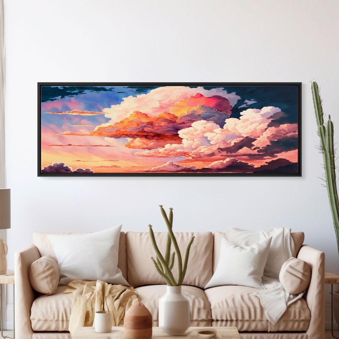 Watercolor Sunset Clouds Landscape Poster Print - Image 5
