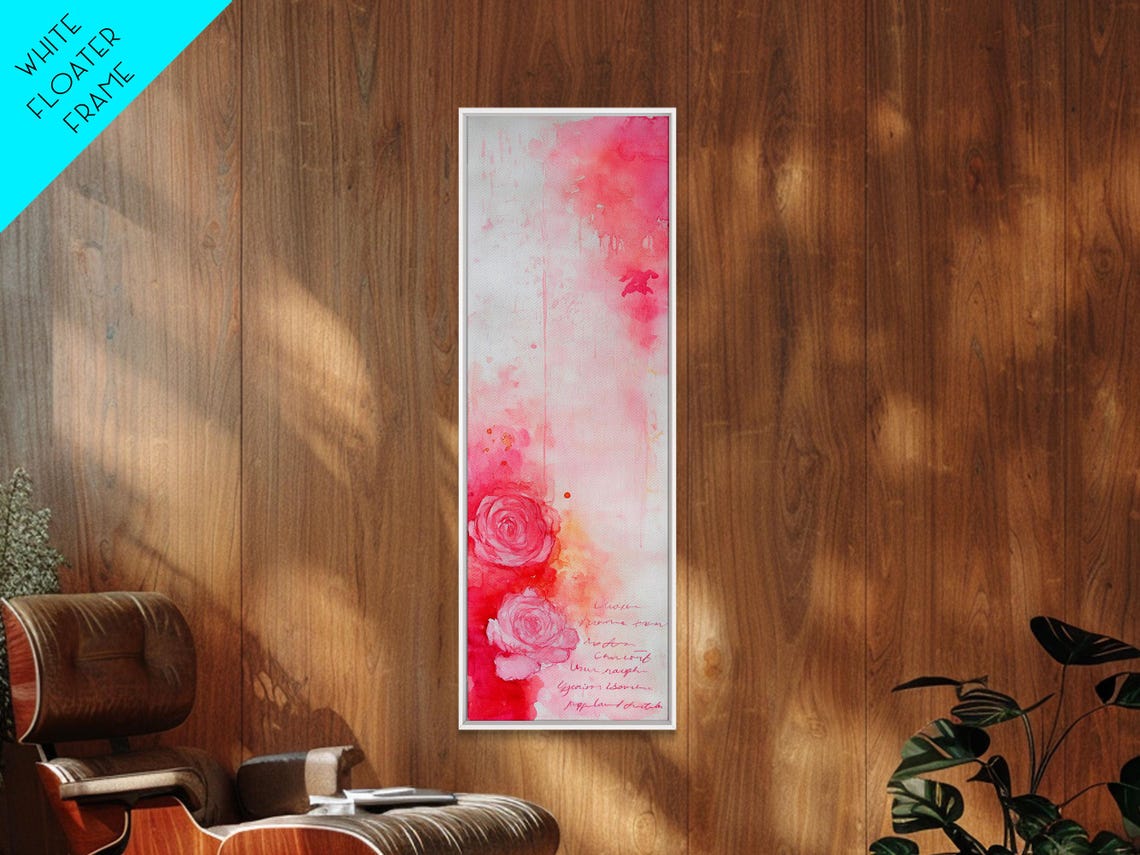 Pink Roses With Love Note Watercolor Romantic Script Art Poster - Image 4