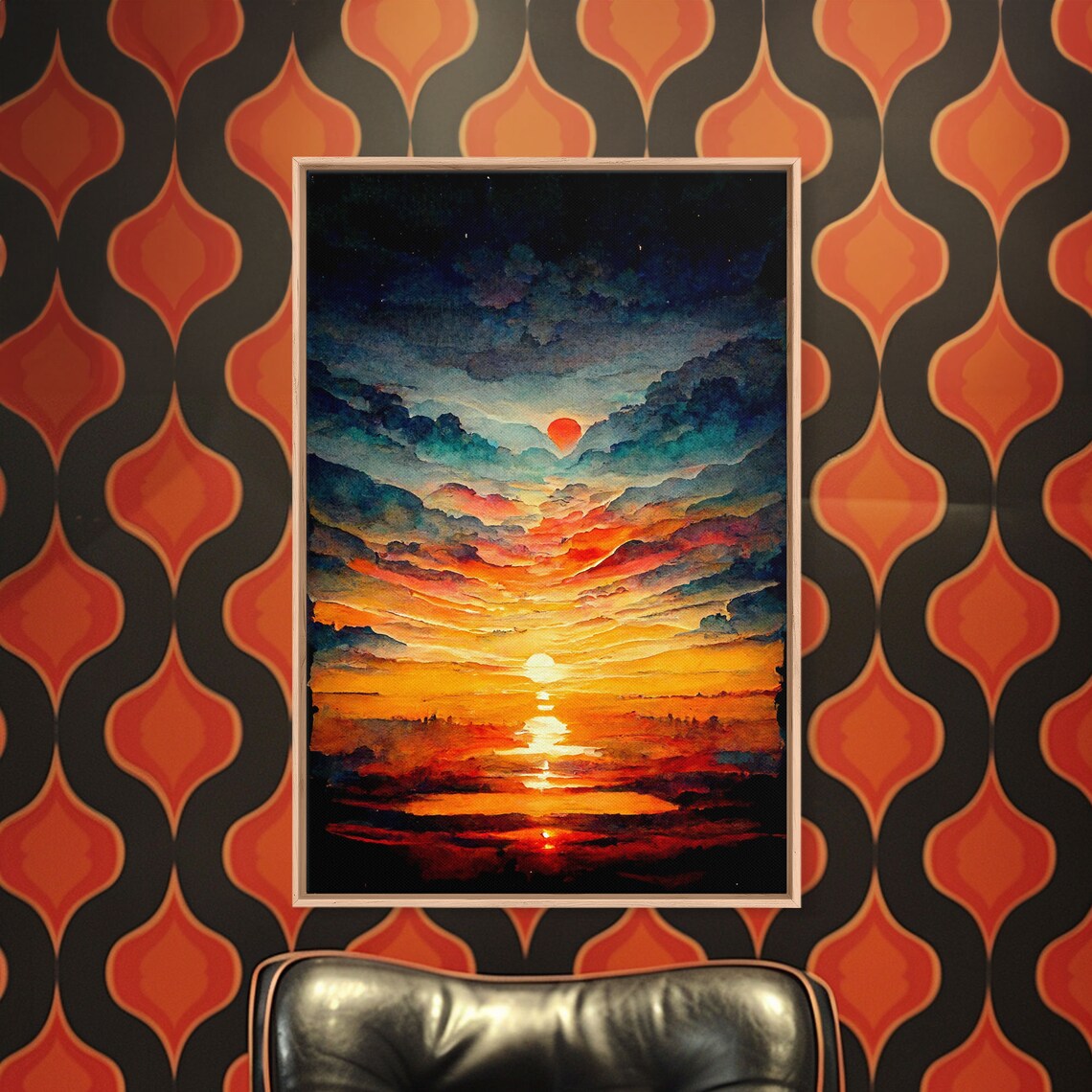 Sunset Clouds Oil Painting, Nature Landscape Art Print