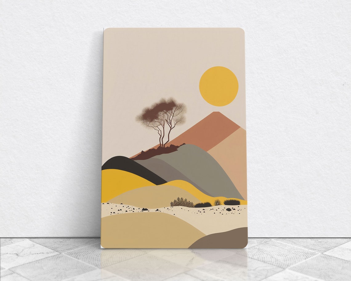 Pueblo Style Boho Desert Art Framed Print Minimalist Landscape Painting - Image 5
