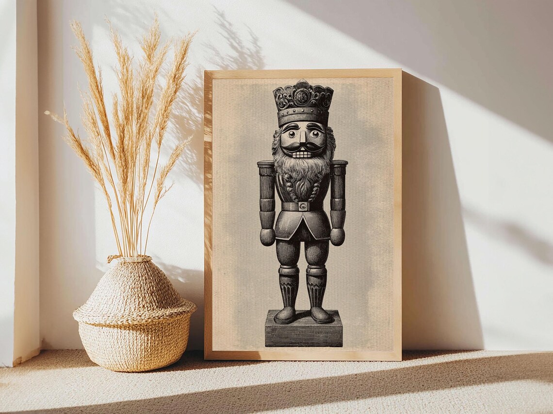 Vintage Nutcracker Print, Minimalist Christmas Art - Image 4