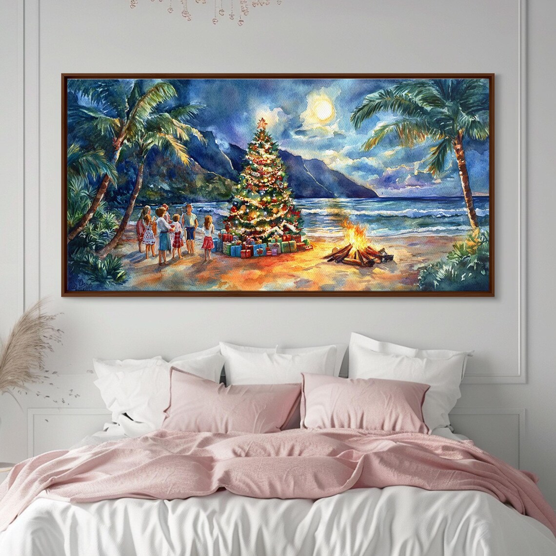 Hawaiian Christmas Beach Scene, Tropical Holiday Poster - Image 4