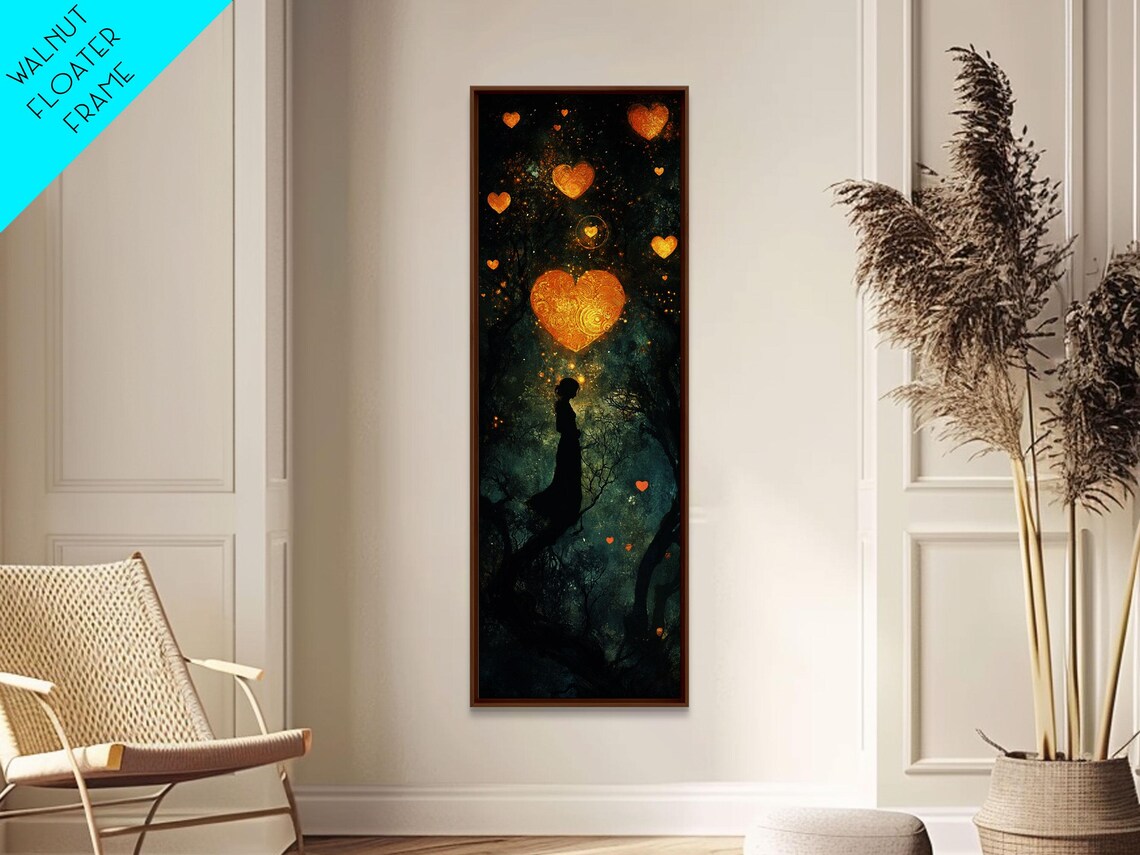 Mystical Heart Silhouette Print With Starry Night Forest Moody Wall Art Gift Idea In Whimsical Romantic Style - Image 4