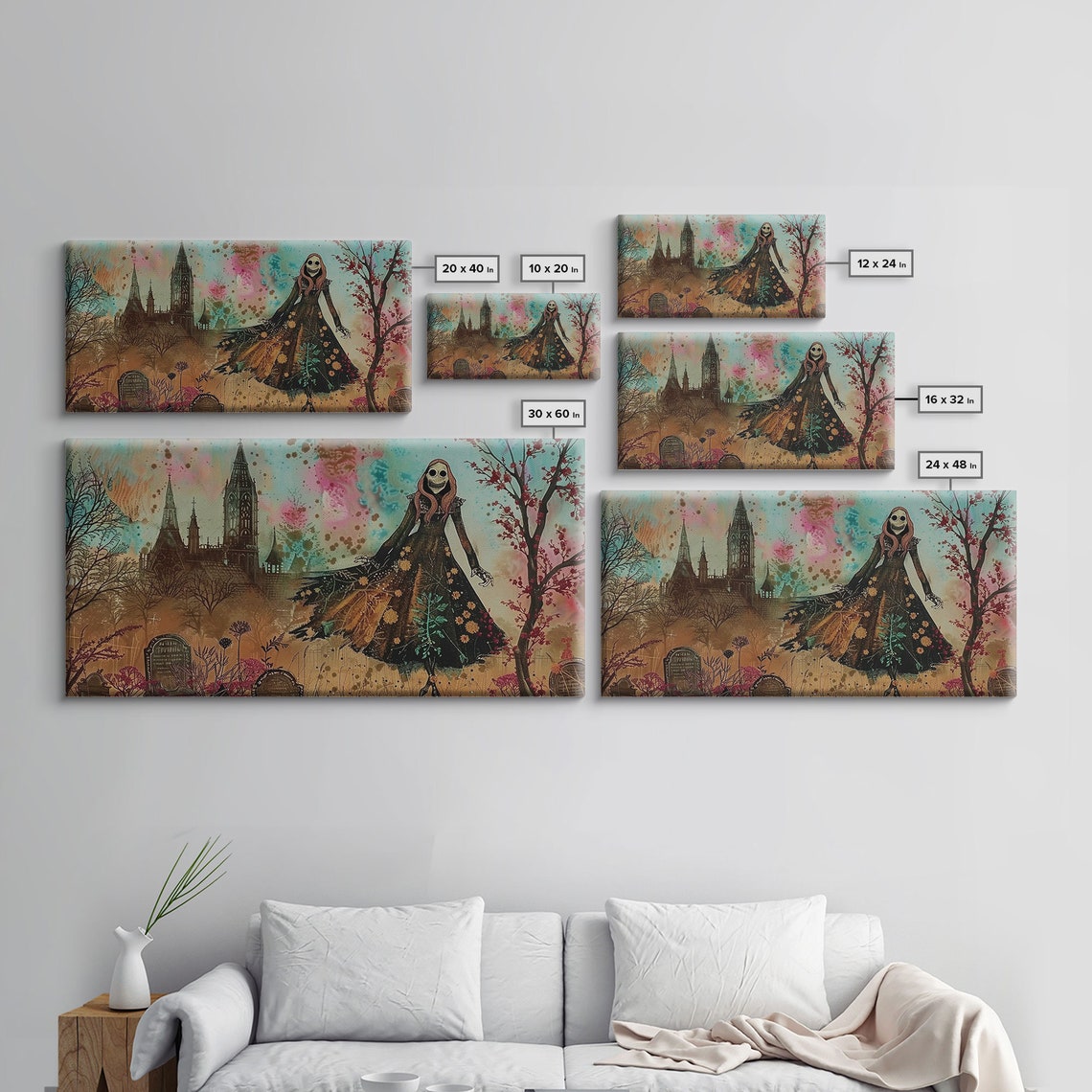 Grinning Banshee In Cemetery With Gothic Church Spooky Art Poster - Image 2