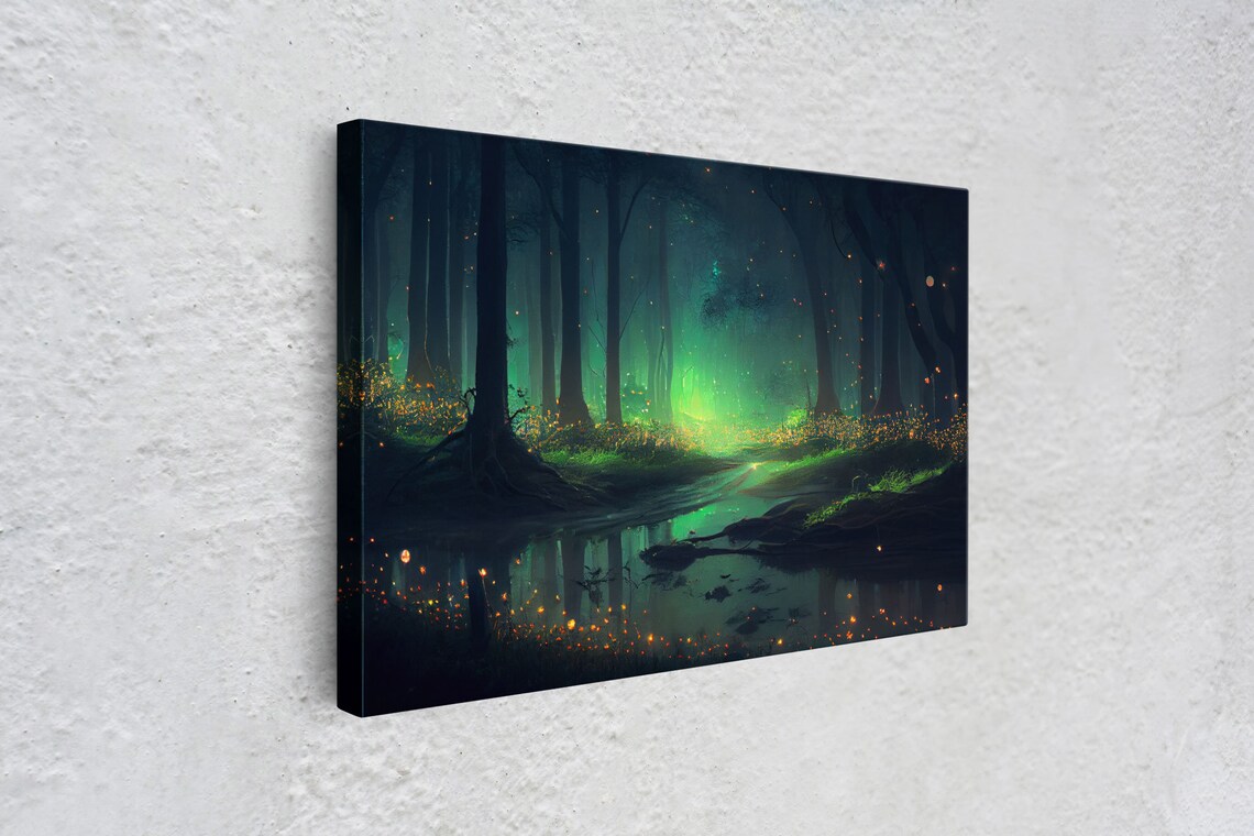 Fireflies Light Up A Mystical Fantasy Forest Art Print - Image 4
