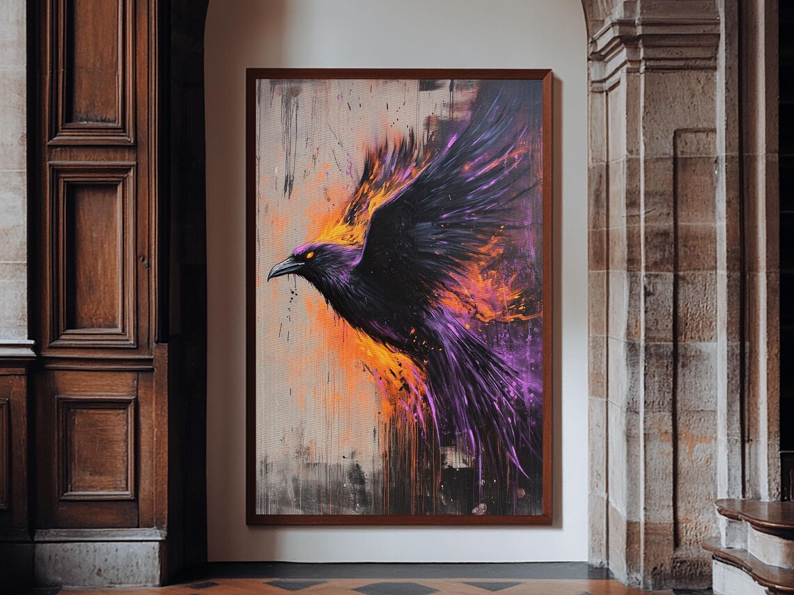 Purple Phoenix Grunge Art Print, Punk Wall Decor - Image 5