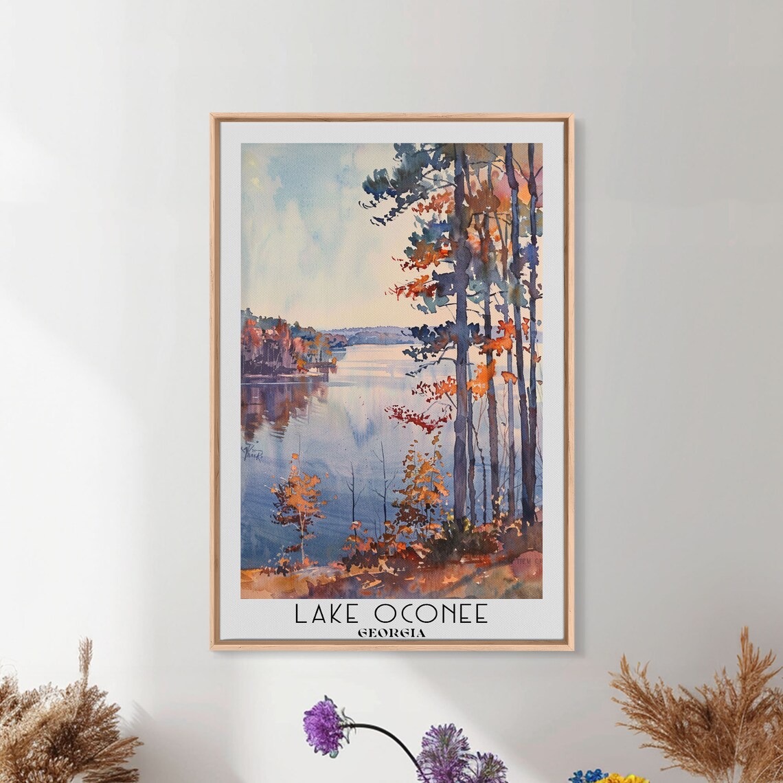 Lake Oconee Georgia Autumn Watercolor Lakeside Travel Poster - Image 5