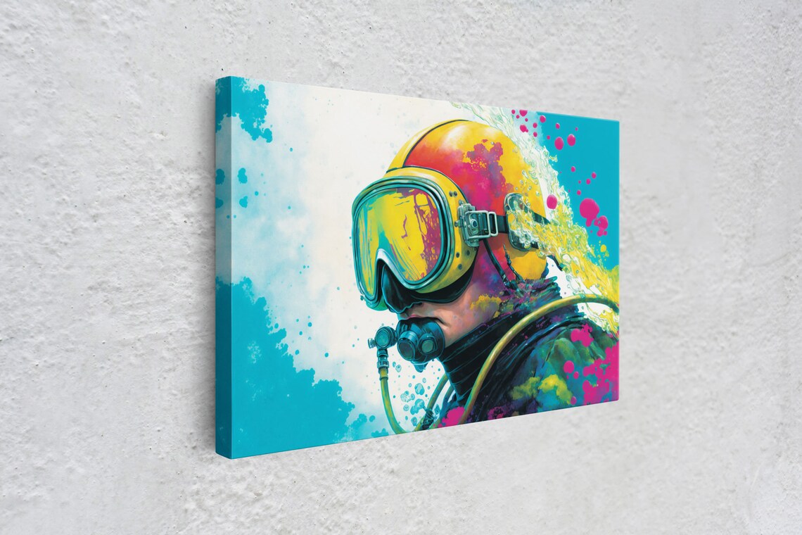 Graffiti Pop Art Scuba Diver, Retro Underwater Art Print - Image 4