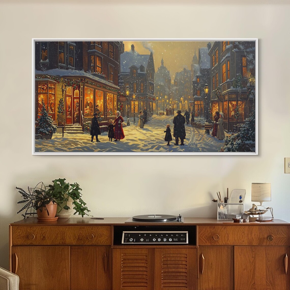 Victorian Christmas Street Scene, Vintage Holiday Art Print - Image 5