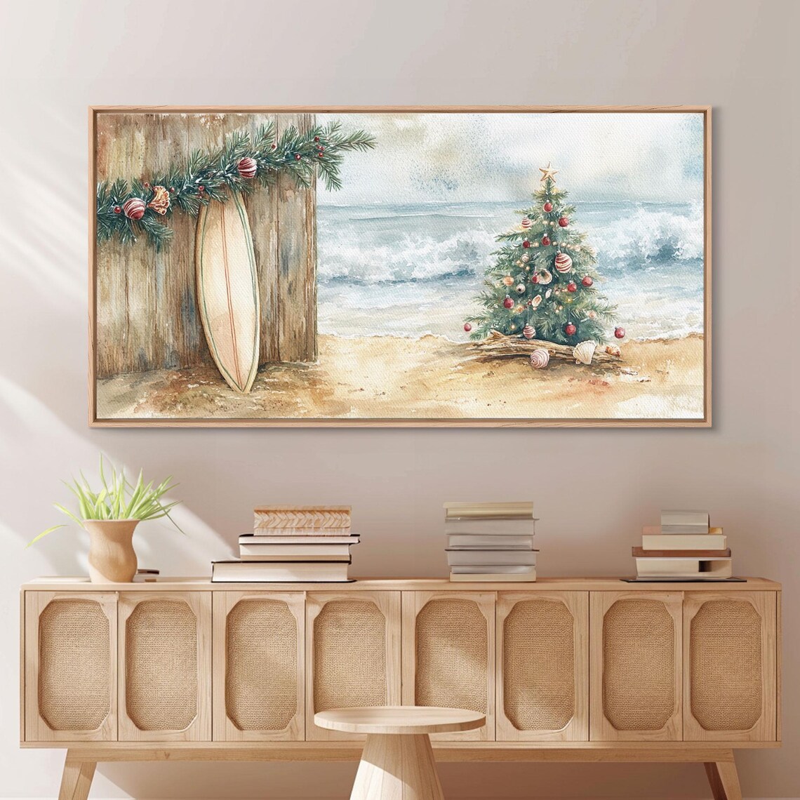Christmas Tree On Sandy Beach, Coastal Decor - Image 5