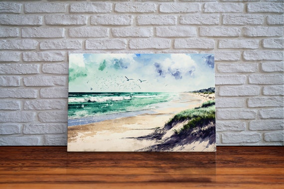 Framed Lake Landscape Art Framed Print Living Room Wall Decor Minimalist Landscape Watercolor Landscape Art