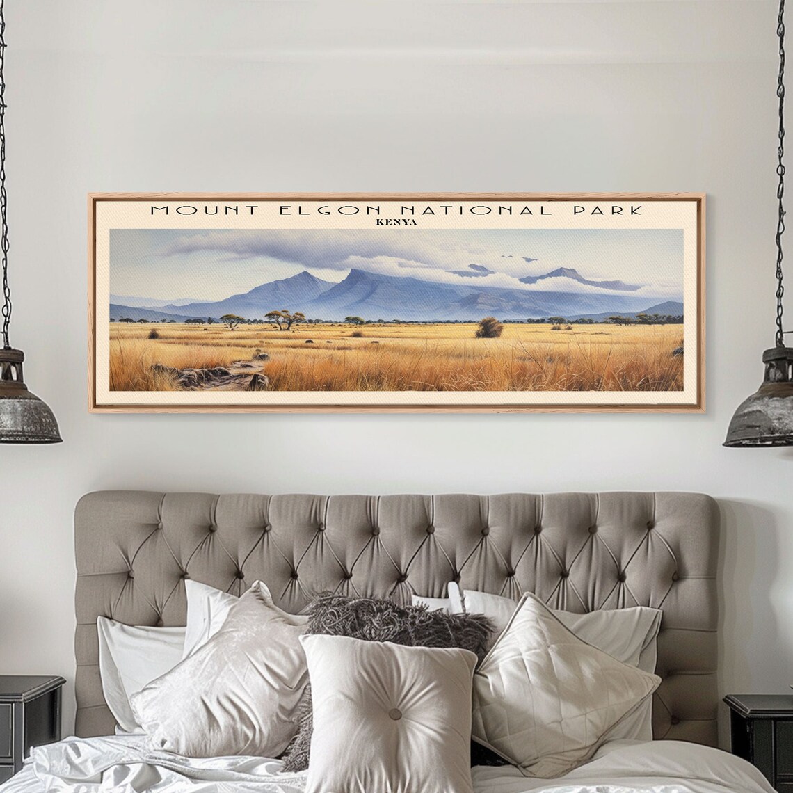 Mount Elgon National Park Kenya Golden Grasslands Peak Panoramic Travel Poster - Image 4