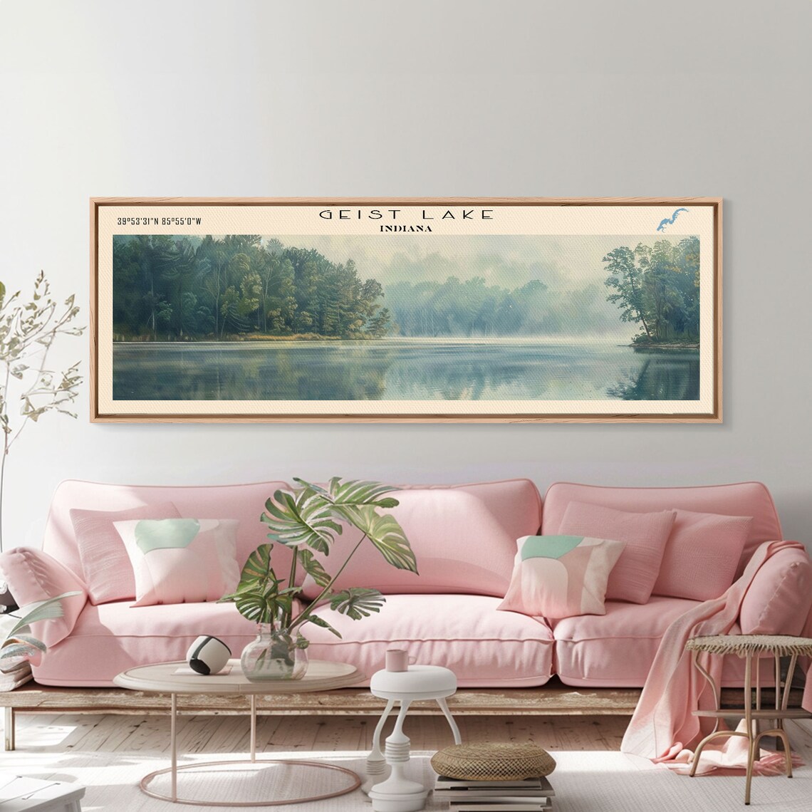 Geist Lake Indiana Lush Green Forest Misty Still Water Poster - Image 2