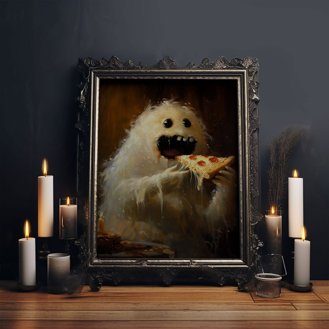 The Pizza Ghost, Funny Halloween Art Print - Image 6