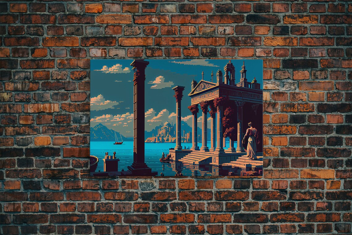 Ancient Roman Architecture, 8-Bit Pixel Art