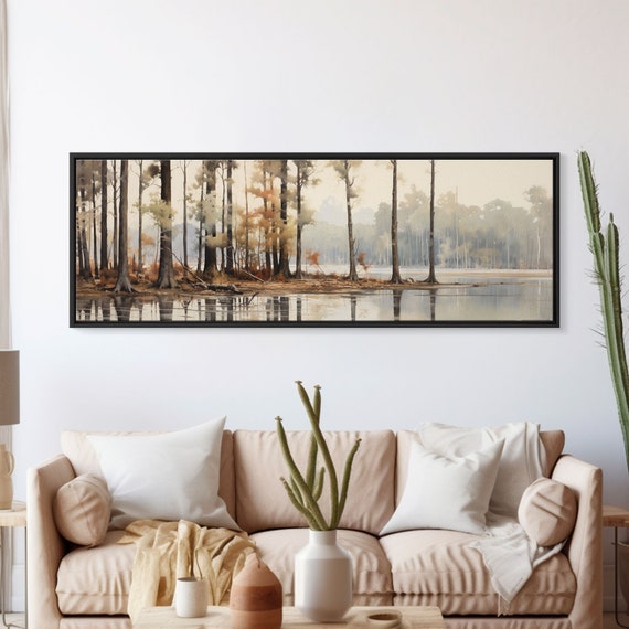 Congaree National Park Wall Art National Park Poster Extra Large Horizontal Print Panoramic Watercolor Minimalist Landscape Art