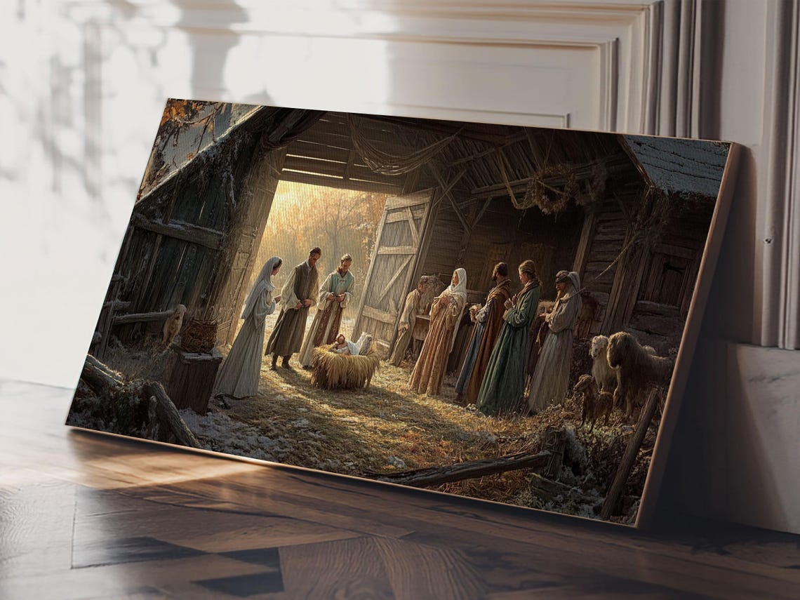 Christmas Nativity Wall Art Framed Print Nativity Oil Painting Nativity Art Print Christmas Seasonal Wall Art Living Room Decor - Image 5