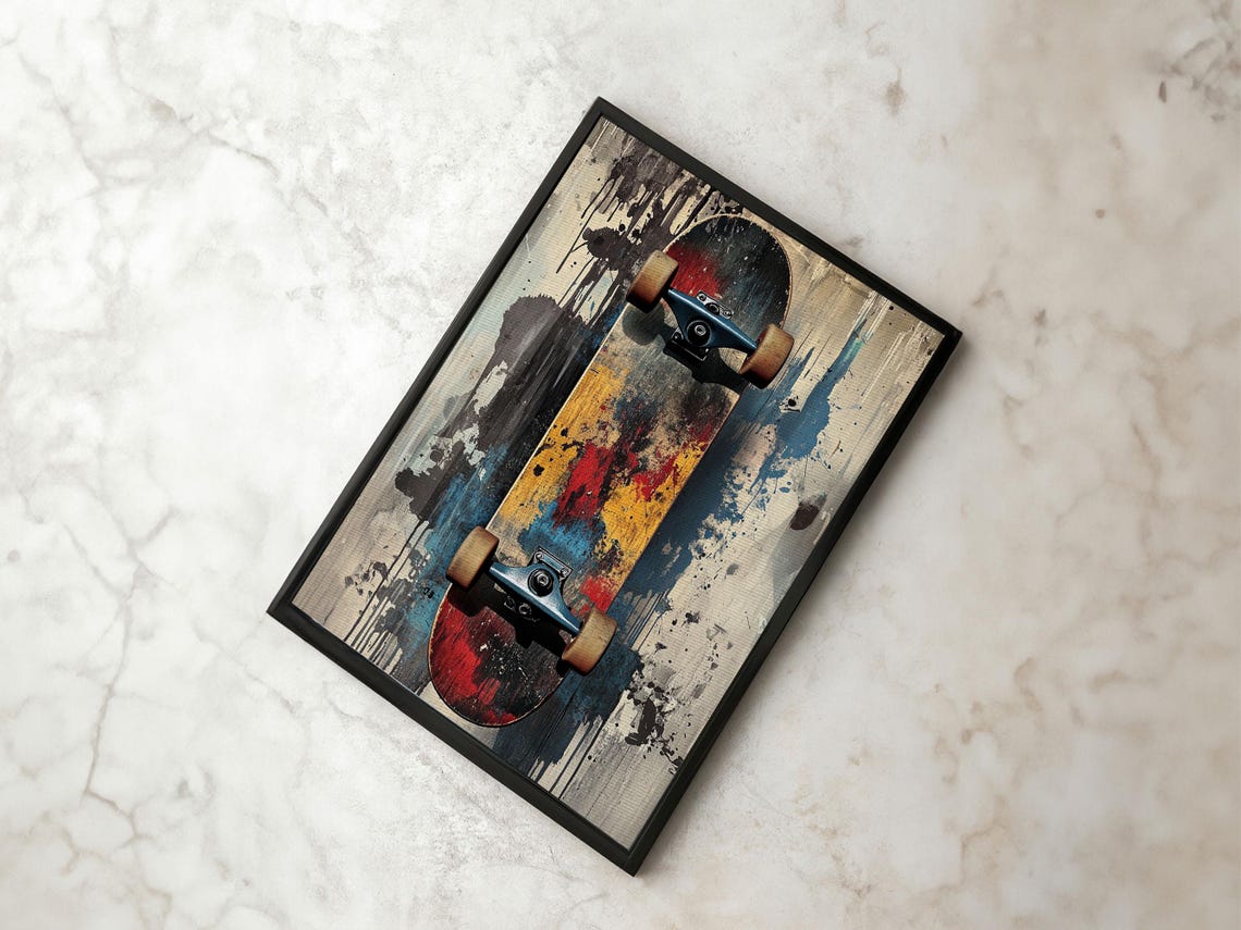 Vintage Skateboard Print With Urban Retro Graffiti Wall Art Ideal Rustic Living Room Decor And Unique Gift Idea - Image 6