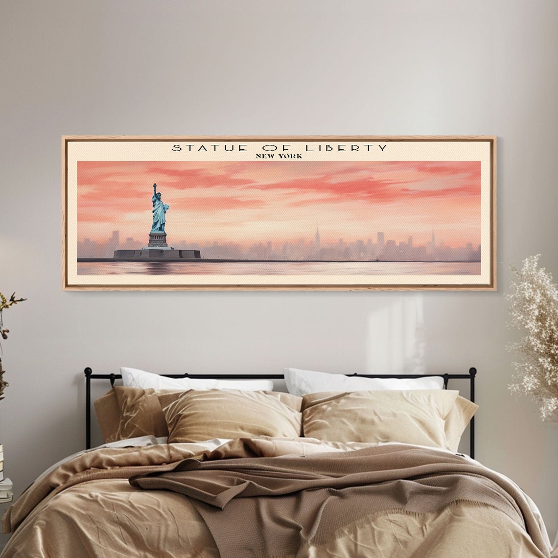 Statue of Liberty New York Sunset Skyline Harbor Panoramic Poster - Image 2