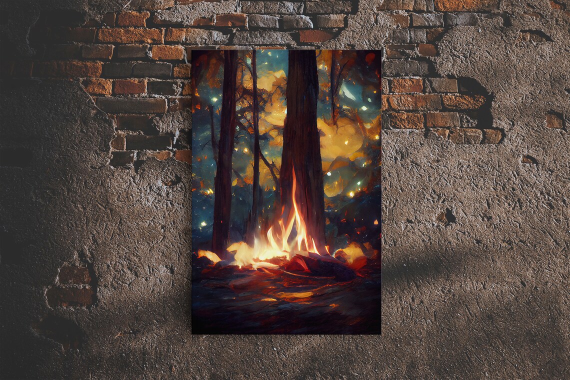 Abstract Campfire Art Print, Living Room Wall Art