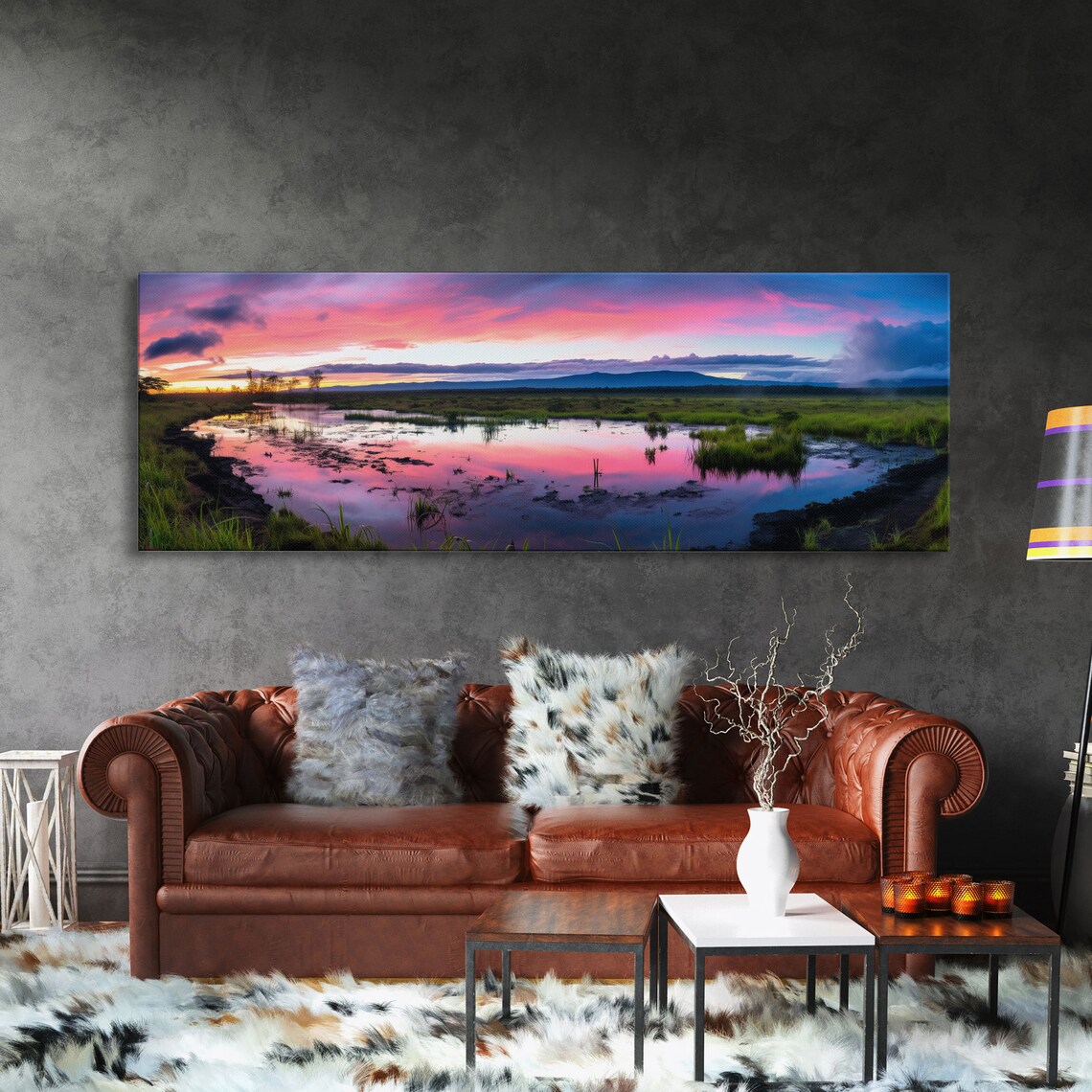 Hawaii Volcanoes National Park Sunset Wetland Pools Pink Sky Poster - Image 3