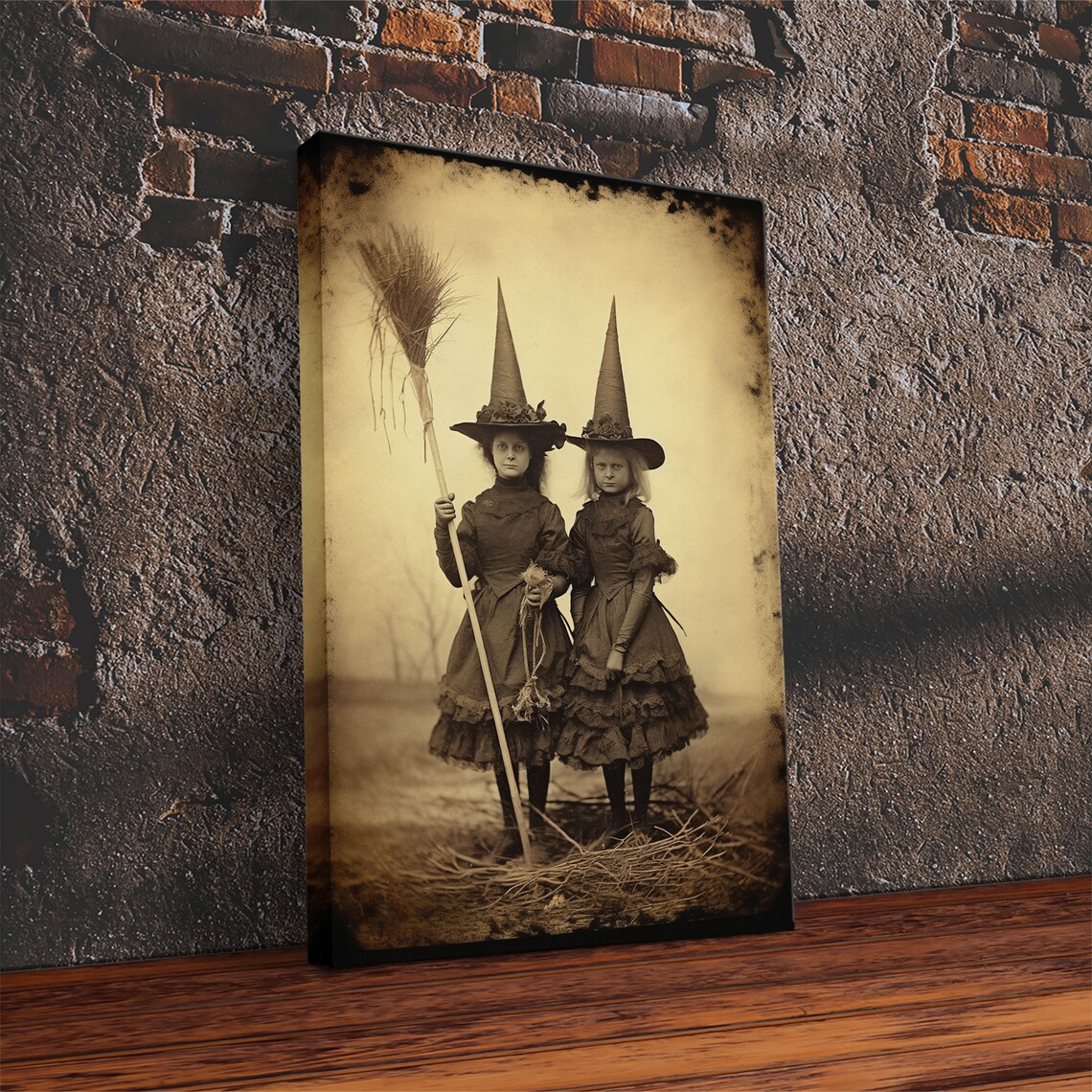 Little Witches Portrait, Victorian Witch Halloween Art Print - Image 4