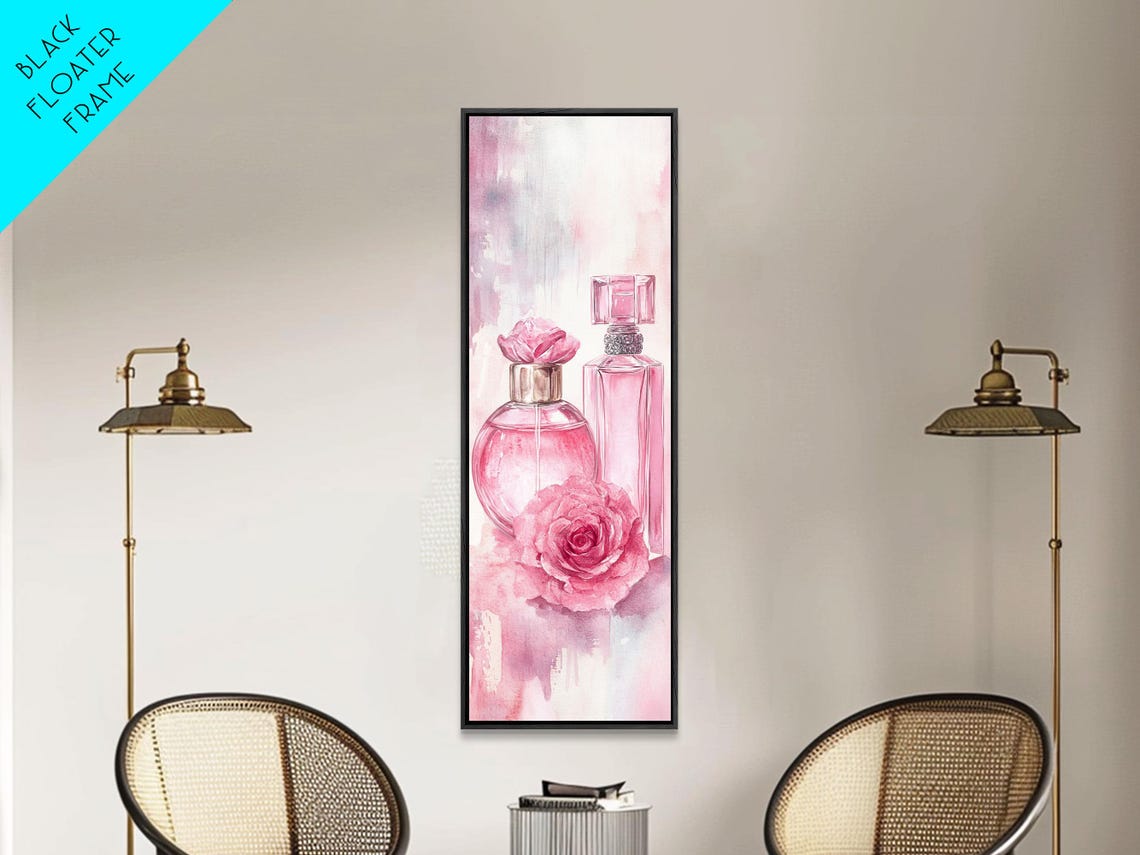 Pink Perfume Bottles Rose Watercolor Romantic Vanity Art Poster - Image 5