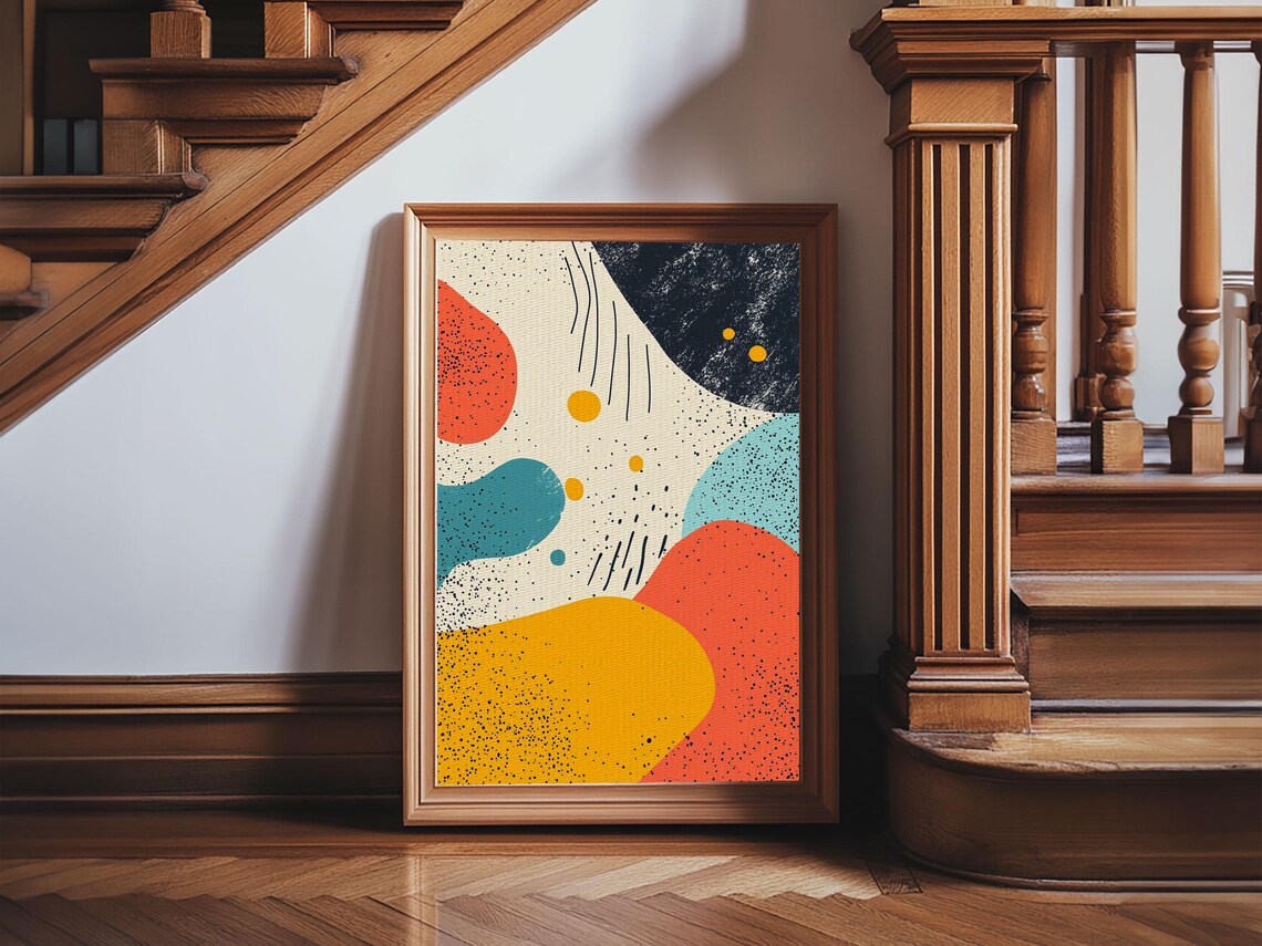 Framed Print Retro 90s Style Wall Art Orange Turquoise And White Art Modern Wall Art Mid Century Art - Image 6