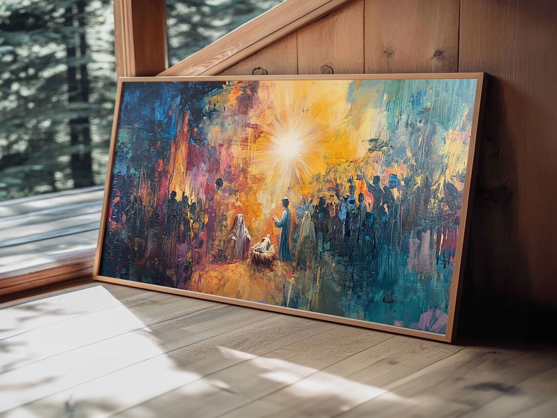 Nativity Painting Print Christmas Wall Art Christian Art Christian Painting Nativity Drawing Nativity Oil Painting - Image 6