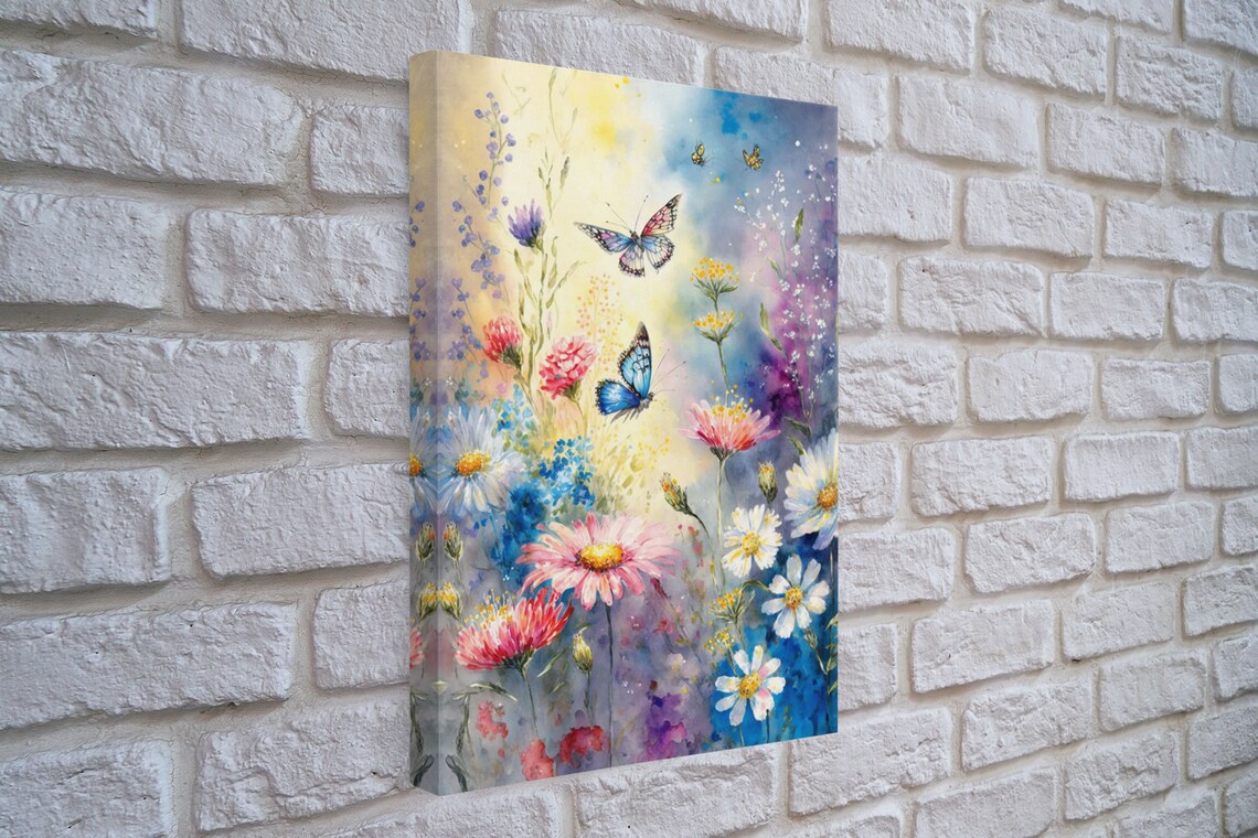 Butterfly Watercolor Art Print, Retro Floral Decor - Image 4