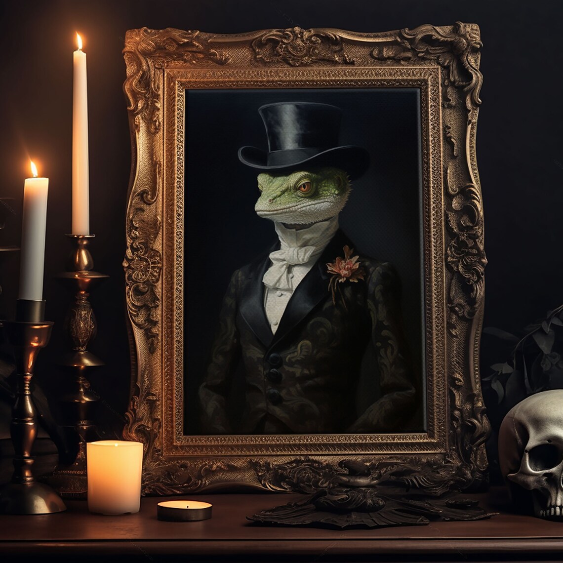 Victorian Gothic Gecko Art Print, Dark Academia - Image 5