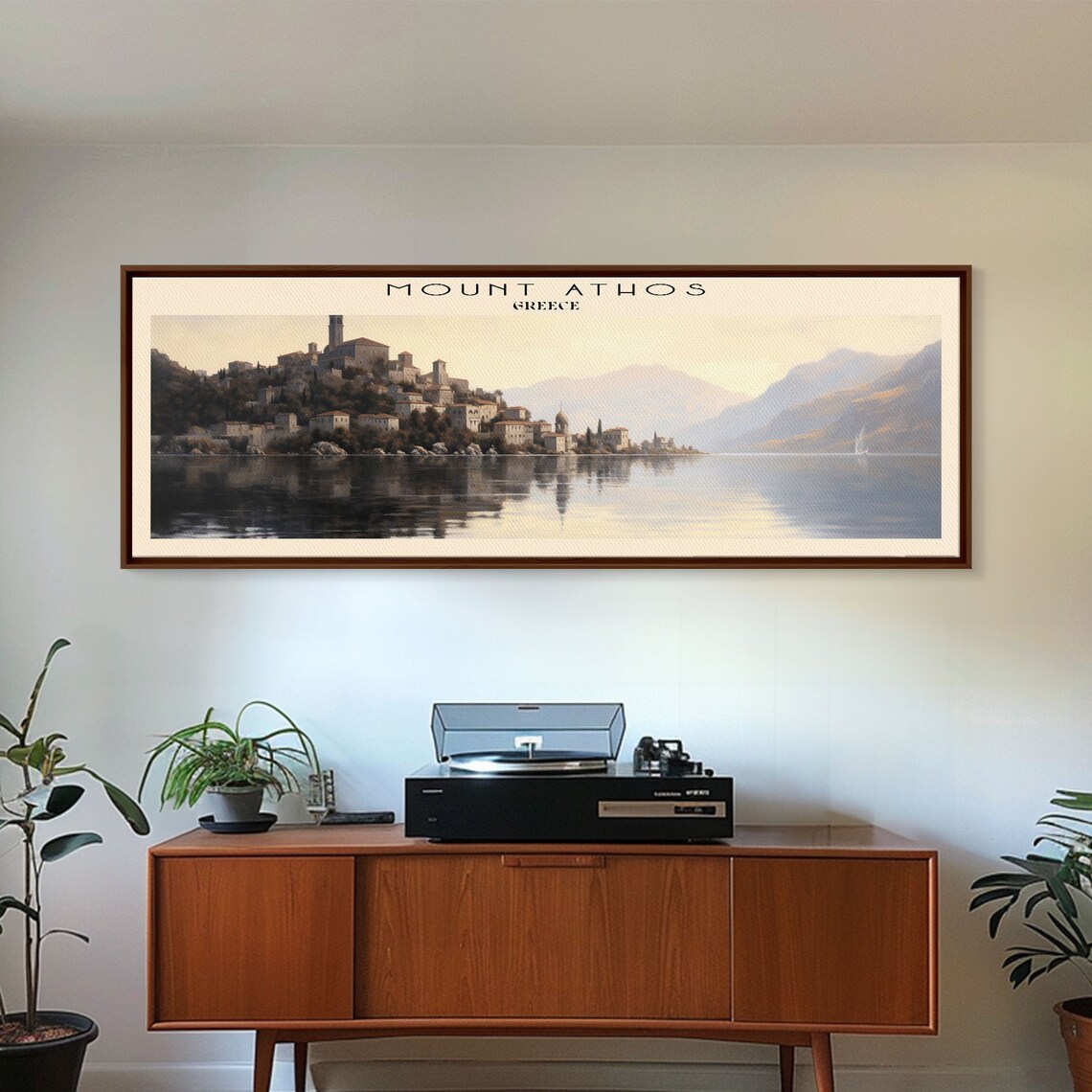 Mount Athos Panoramic Travel Poster, Greece Wall Art