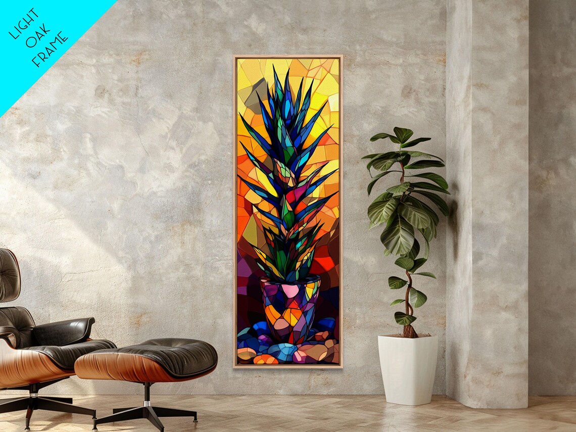Stained Glass Agave Potted Plant Colorful Mosaic Botanical Poster - Image 6