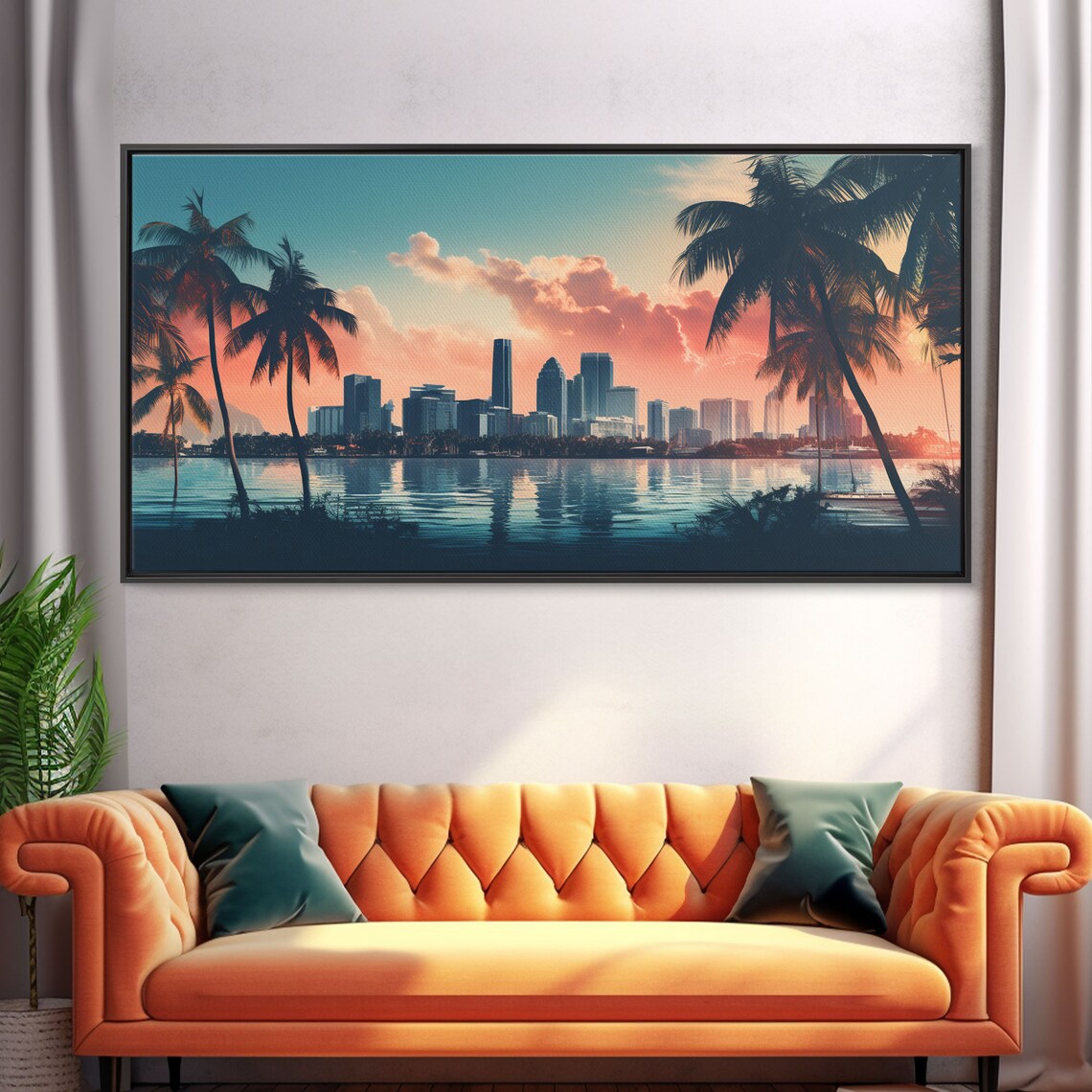 Miami Skyline Sunrise, Vaporwave Retro Art Print - Image 5