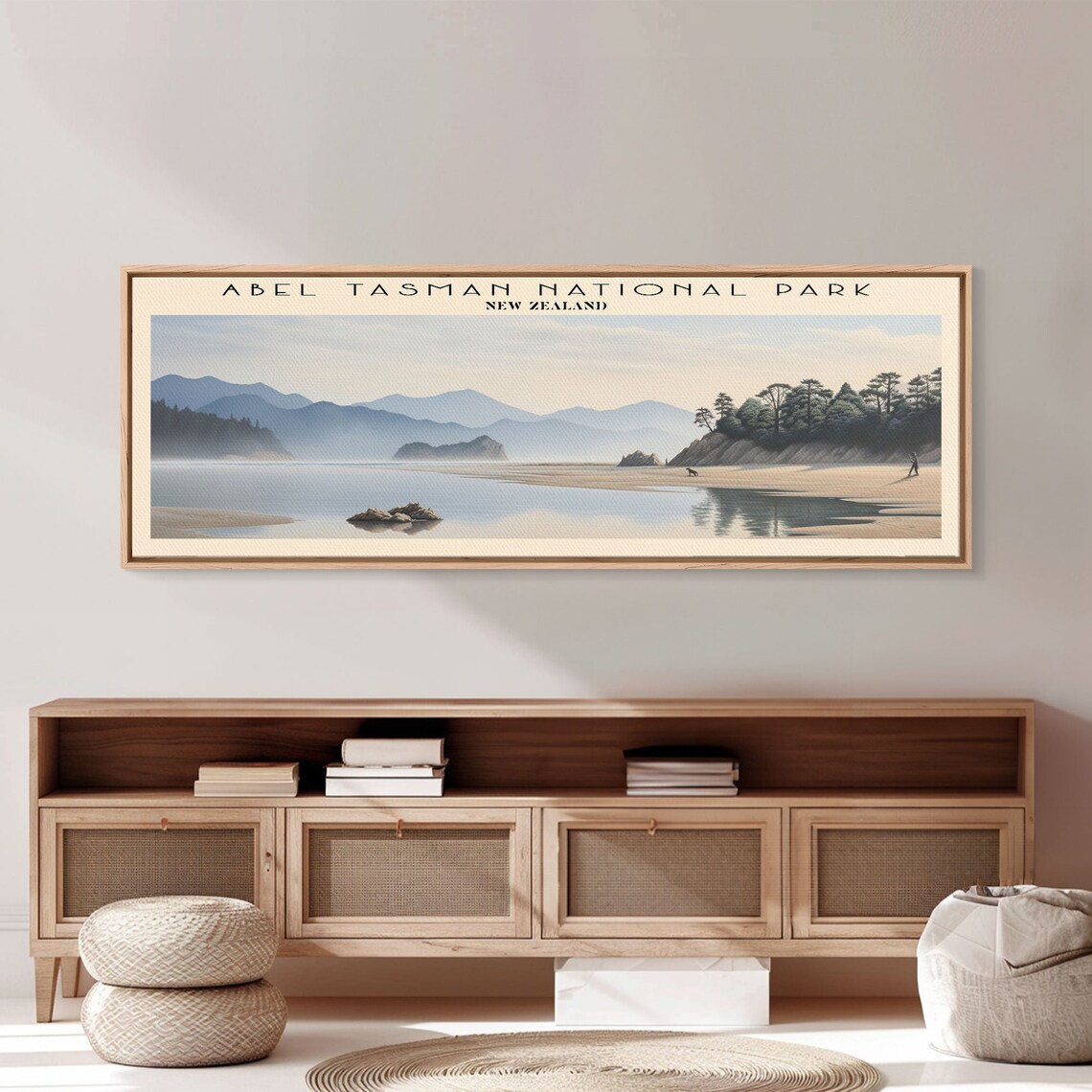 Abel Tasman National Park New Zealand Beach Reflections Panoramic Travel Poster - Image 2