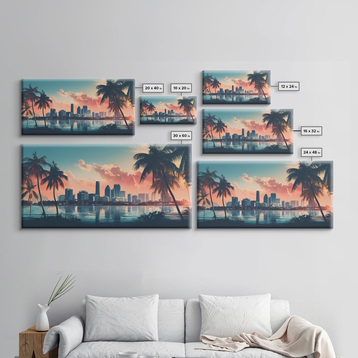 Miami Skyline Sunrise, Vaporwave Retro Art Print - Image 2