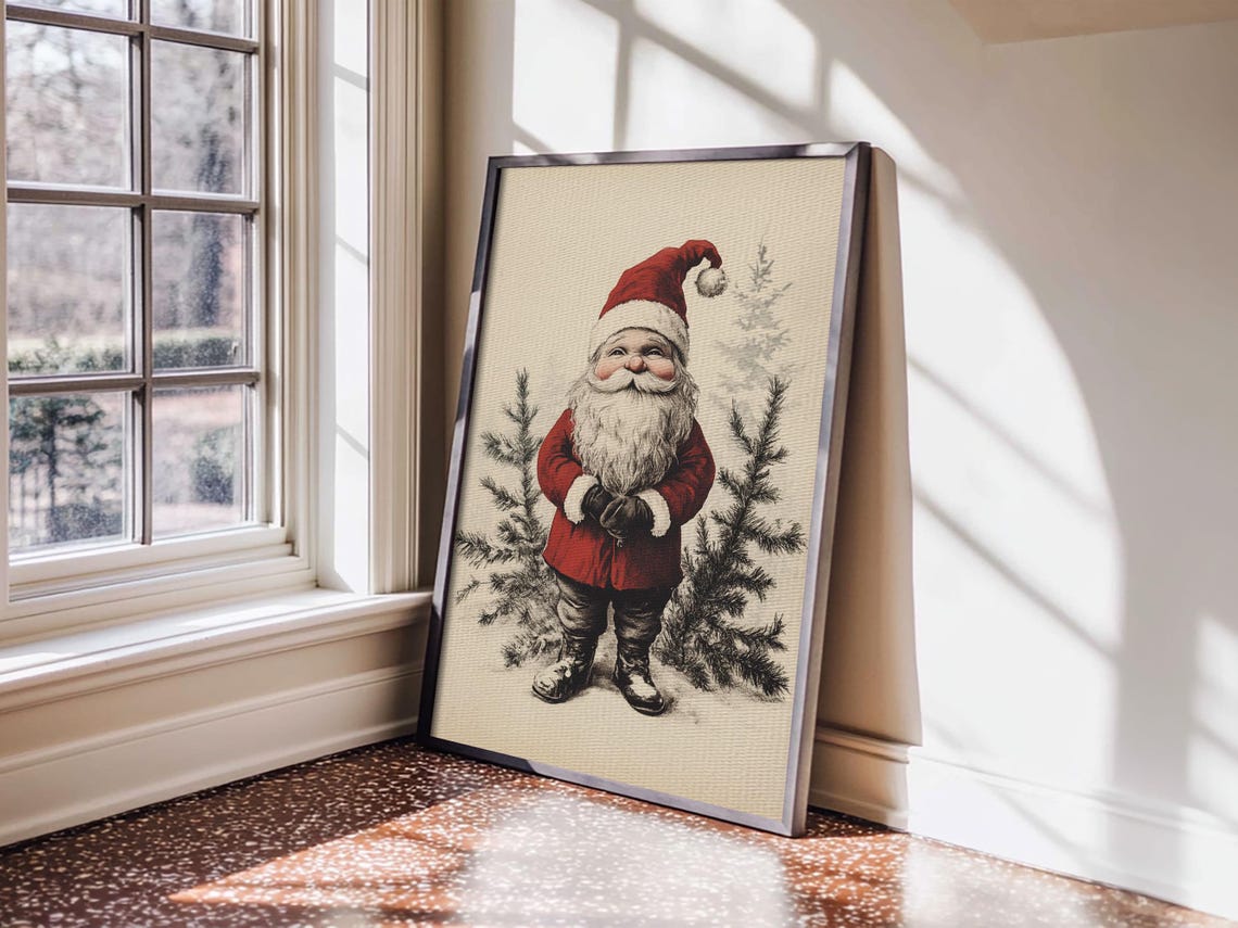 Vintage Santa Claus Sketch Illustration Christmas Art Print Wall Decor - Image 6